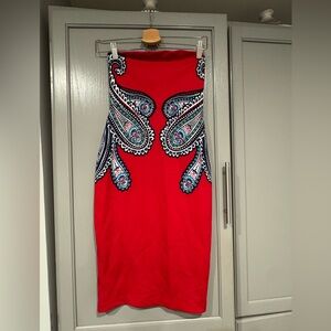 Express Red and Navy Paisley Garment